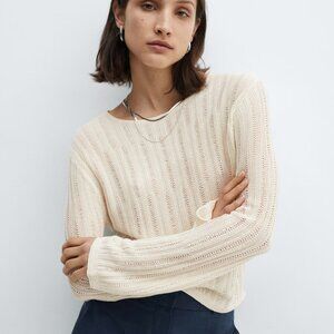 Mango Flared-sleeve unstitched sweater [White]